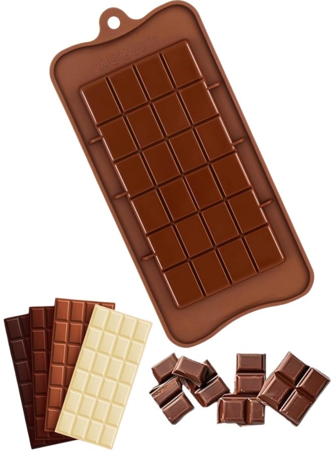 FALMER Silicone Chocolate Bar Mold – Divided into 24 Sections for Homemade Chocolate, Candy, Protein & Energy Bars, Nut- or Fruit-Filled Treats – Snap and Divide Pieces as You Like – Food-Grade, Reusable, Easy Release, Oven, Microwave, Freezer & Dishwasher Safe - Image 1